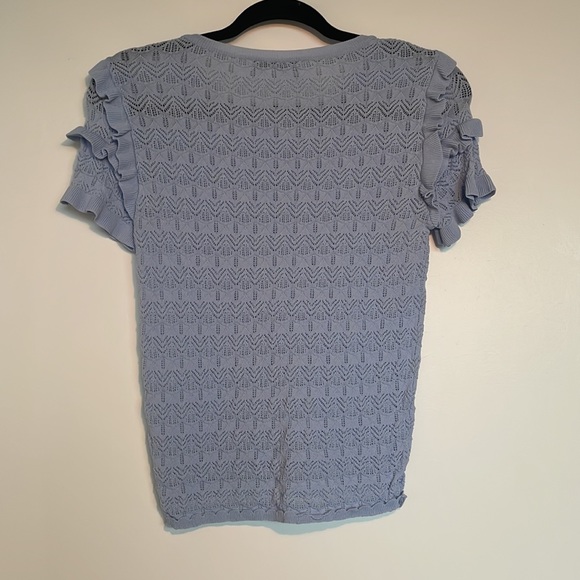 Zara Baby Blue Ruffle Short Sleeve Top - Picture 2 of 3